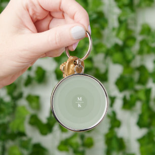 Sage Groene minimalistische cirkelgradiënt monogra Sleutelhanger