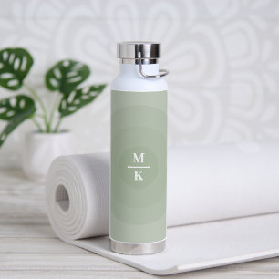 Sage Groene minimalistische cirkelgradiënt monogra Waterfles