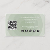 Sage Groene Minimalistische Verloop QR Code Verloo Visitekaartje (Achterkant)