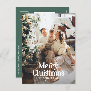 Sage-groene moderne waterverf botanische typografi feestdagenkaart