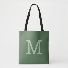  Sage Groene Monogram Initiaal Canvas tas