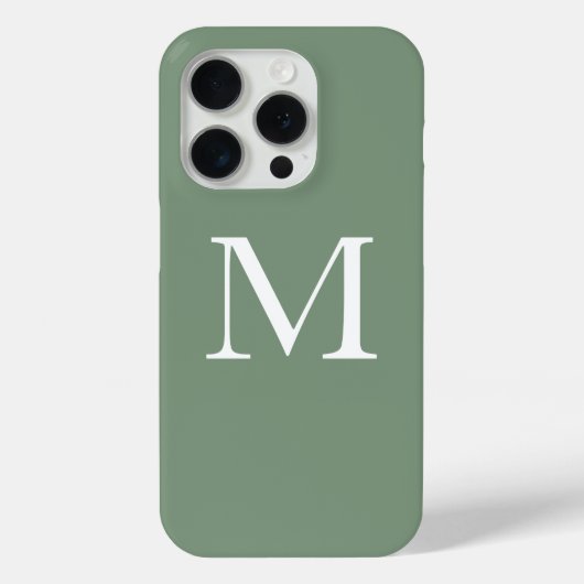 Sage Groene Monogrammen Wit Eenvoudige Douanekleur Case-Mate iPhone Case (Achterkant)