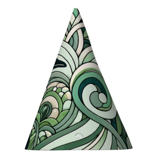 Sage Groene Munt Pastel Groene Pinguïn in Swirl Ar Feesthoedjes (Rechts)