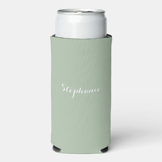 Sage Groene Naam Modern Elegant Monogram Boho (Seltzer Voorkant)