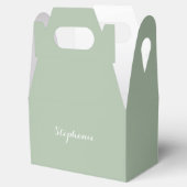 Sage Groene Naam Modern Elegant Monogram Boho Bedankdoosjes (Geopend)