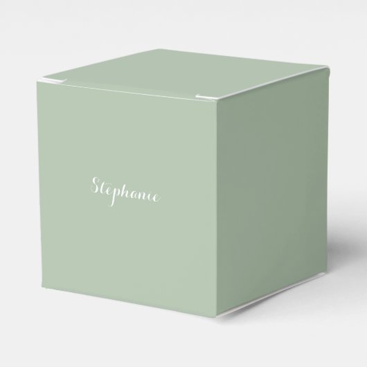 Sage Groene Naam Modern Elegant Monogram Boho Bedankdoosjes (Voorkant Zijde)