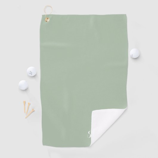 Sage Groene Naam Modern Elegant Monogram Boho Golfhanddoek (Insitu)
