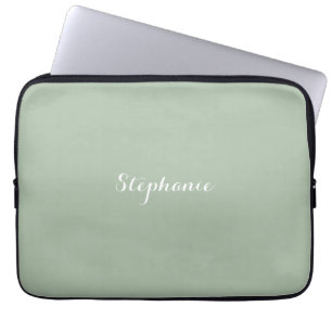 Sage Groene Naam Modern Elegant Monogram Boho Laptop Sleeve