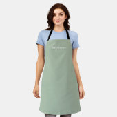 Sage Groene Naam Modern Elegant Monogram Boho Schort (Gedragen)