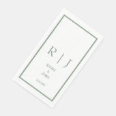 Sage Groene Naam Monogram Minimale Elegante Bruilo Servet (Hoek)