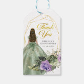 Sage Groene Paarse Prinses Quinceañera Cadeaulabel (Voorkant)