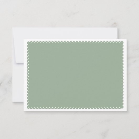 Sage groene papel picado houdt van bloemen bruilof RSVP kaartje (Achterkant)