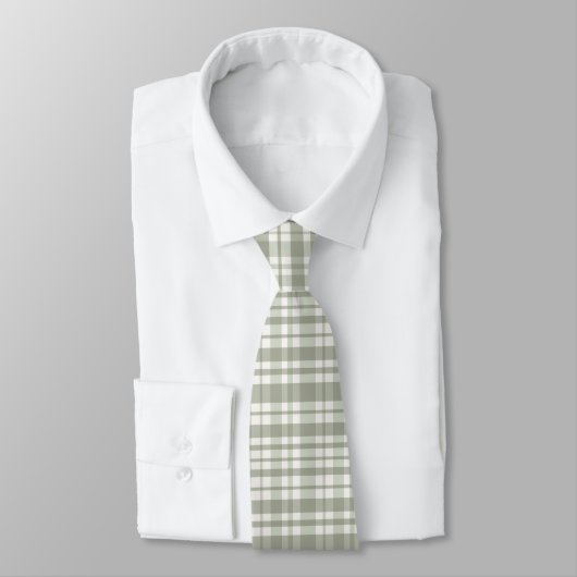 Sage groene plaid - zachte neutrale plaid stropdas (Gebonden)