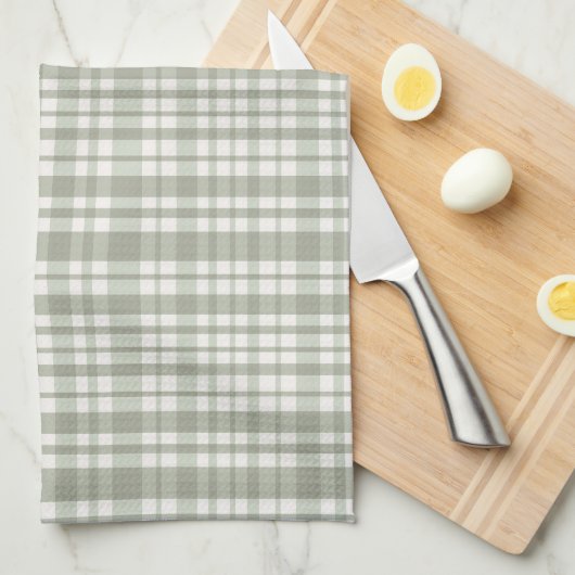 Sage groene plaid - zachte neutrale plaid theedoek (Quarter Fold)