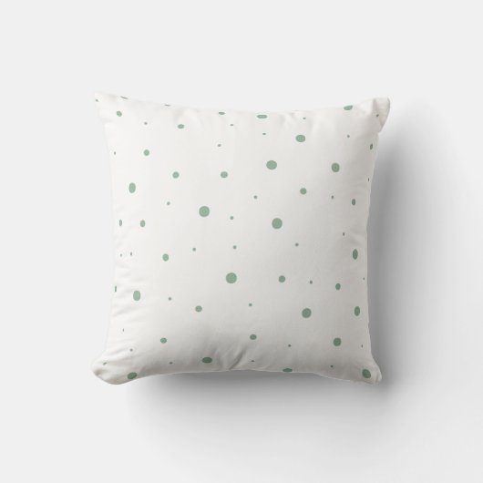 Sage Groene Polka Dot Kussen (Voorkant)