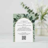 Sage Groene QR-code Botanische trouwkaart 