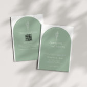 Sage Groene QR Code Bruiloft Arch 2 in 1 Kaart