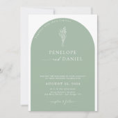 Sage Groene QR Code Bruiloft Arch 2 in 1 Kaart (Voorkant)