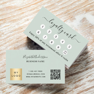 Sage groene qr code business logo klantenkaartje