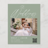 Sage Groene QR Code Foto Bruiloft Uitnodiging Flyer (Voorkant)