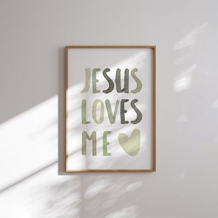 Sage groene regenboog Jesus loves me poster