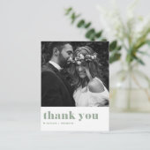 Sage Groene Retro Vette Typografie Bruiloft Dank u Briefkaart (Staand voorkant)