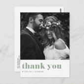 Sage Groene Retro Vette Typografie Bruiloft Dank u Briefkaart (Voorkant / Achterkant)