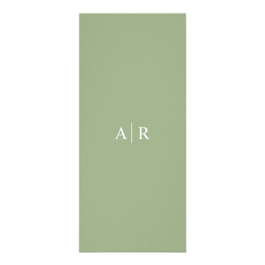 Sage groene script kalligrafie bruiloft menukaart reclamekaart (Achterkant)