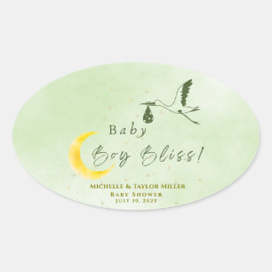 Sage Groene Sterrenhemel Baby Boy Bliss Speciale L Ovale Sticker