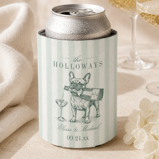 Sage Groene Streep Franse Bulldog Champagne Trouw Blikjeskoeler