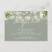 Sage Groene String Lights Bloemen Bruiloft Recepti Informatiekaartje (Voorkant)