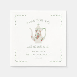 Sage Groene Thee Vrijgezellenfeest Bruids Tea Part Servet