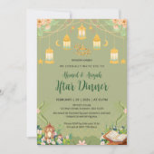 Sage Groene Tuin Bloemige Ramadan Iftar Uitnodigin Kaart (Voorkant)