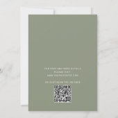 Sage groene typografie script bruiloft + QR detail Kaart (Achterkant)