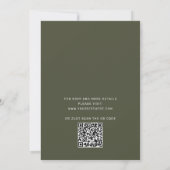 Sage groene typografie script bruiloft + QR detail Kaart (Achterkant)