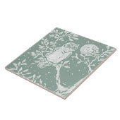 Sage Groene Uil in Boom Nacht Maan Scène Tegeltje (Zijkant)