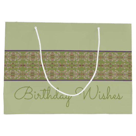 Sage Groene Verjaardag Tas Gift Bag Groot Cadeauzakje (Achterkant)
