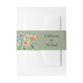 Sage Groene Waterverf Bloementuin Bruiloft Uitnodigingen Wikkel (Voorkant Voorbeeld)
