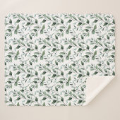 Sage Groene Waterverf Boho Botanische bladeren Cad Sherpa Deken (Voorkant (horizontaal))