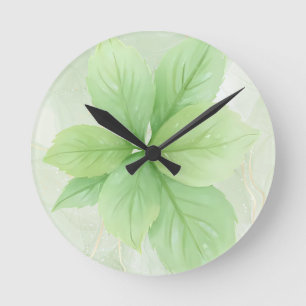 Sage Groene Waterverf Botanische Minimalistische B Ronde Klok