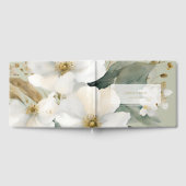 Sage Groene Waterverf Flower & Foliage Bruiloft Gastenboek (Volledig)