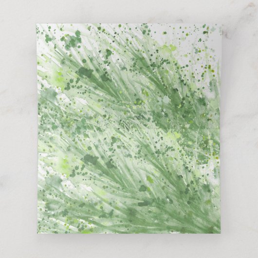 Sage groene waterverf gras effect bruiloft (Binnenkant ongevouwen)