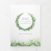 Sage groene waterverf groene bruinbruidbruiloft drieluik programma (Cover)