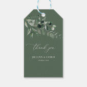 Sage groene waterverf loof bruiloft cadeaulabel (Achterkant)