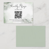 Sage Groene Waterverf Script Bruiloft QR Code RSVP Informatiekaartje (Voorkant / Achterkant)