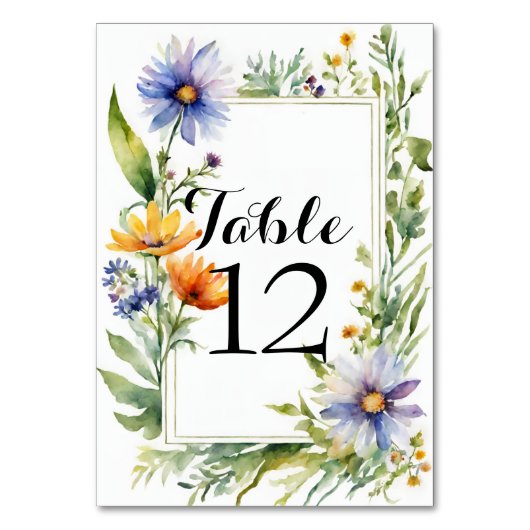 Sage Groene Waterverf Wildbloemen Tuin Bruiloft Kaart (Voorkant)