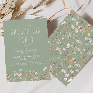 Sage Groene Wildbloem Bloom Afstudeerfeest Boho Kaart
