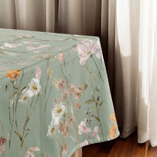 Sage Groene Wildbloem Boho Bruiloft in Bloem Tuin Tafelkleed