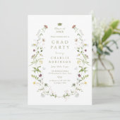 Sage Groene Wildbloem Rustiek Boho Afstuderen Kaart (Staand voorkant)
