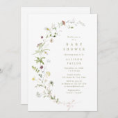 Sage Groene Wildbloem Rustiek Boho Baby shower Kaart (Voorkant / Achterkant)